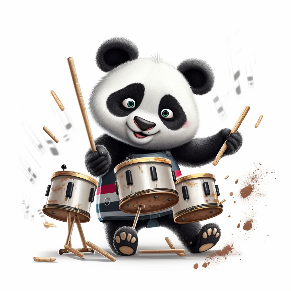 Lorant Bodi A Cartoon Panda Playing On Percutions. White Backgr 8Ddca752 Afca 4731 A56F 4D81Ffe1Cf12